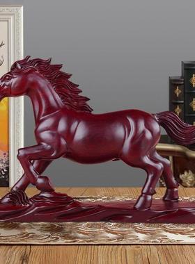 红木雕花马作为装饰品生肖马办公室办公桌装饰实木工艺品生日礼物