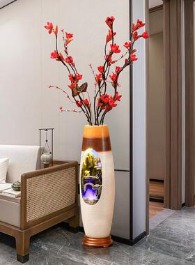 现代循环流水生财喷泉摆件客厅水景装饰电视柜旁边落地加湿器花瓶