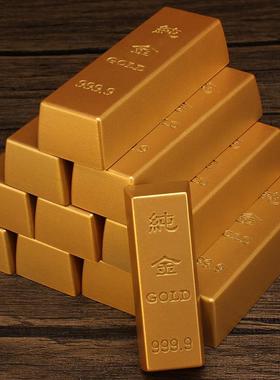 孟加拉赤金块金条沙金实心鎏金砂金金条摆件仿真金砖创意礼品镀金