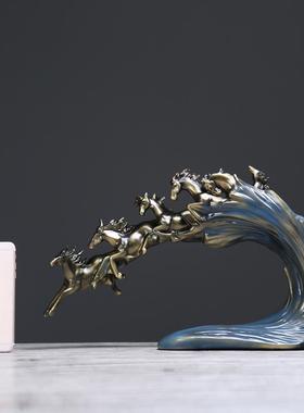 美式老板办公室摆件创意玄关书柜桌面电视酒柜马到成功家居装饰品