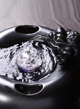中式招财金蟾摆件陶瓷循环水流水喷泉客厅家居玄关装饰创意工艺品