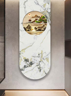 现代简约玄关LED带灯砂岩装饰画