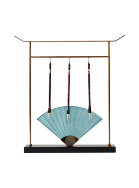 极速新中式e摆件中式酒柜家居饰品装饰品家庭客厅家里软装扇形玄