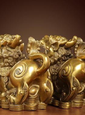 极速貔貅摆件一h对铜开业客厅办公室店铺家居皮丘貔礼品恘纯铜装