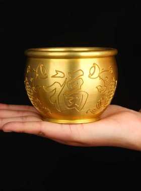 极速雕刻铜缸摆件 铜聚宝盆缸w摆件 铜 年年有余缸 百福缸 鱼缸