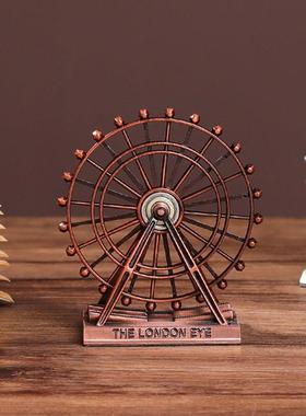 欧式复古铁艺摩天轮金属工艺品家用客厅桌面电视柜高级感装饰摆件