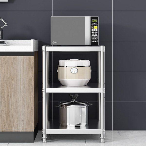 不锈钢厨房置物架落地微波炉收纳烤箱三层正方形架家用储物小架子,淘宝优惠券,粉丝福利购,淘宝优惠卷