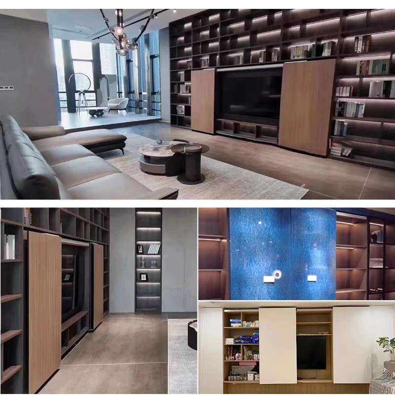 电动巴士门轨道平移变轨五金配件衣柜铰链电视柜书柜滑轨推拉门 - 图1