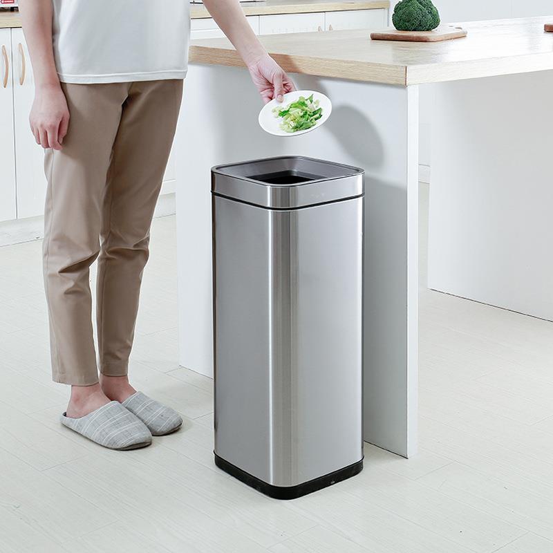 无盖家用客厅卧室厨房创意卫生间厕所简约筒不锈钢圆垃圾桶 - 图0