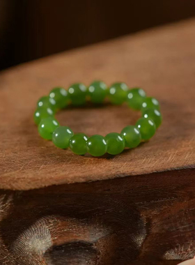 【星梦舍】和田玉碧玉戒指女小众设计新中式复古翡翠玉石素圈戒环