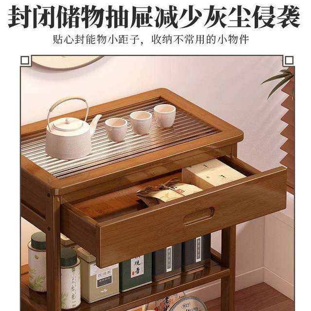 Mobile room set 2025HC09 storage rack household tea storage rack hall kitchen storage supplies with drawer small passenger trolley