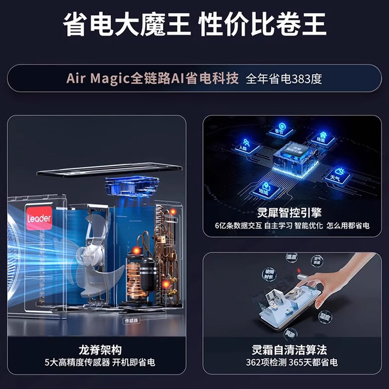 [超省电]海尔空调统帅1.5匹家用一级能效变频1P卧室挂机LPA旗舰店