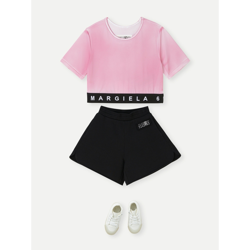 【折扣】MM6 Maison Margiela女童贴花棉质平纹布短裤 - 图0