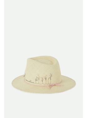 【D11抢先购】Maison Michel 女刺绣海岛度假费多拉草帽