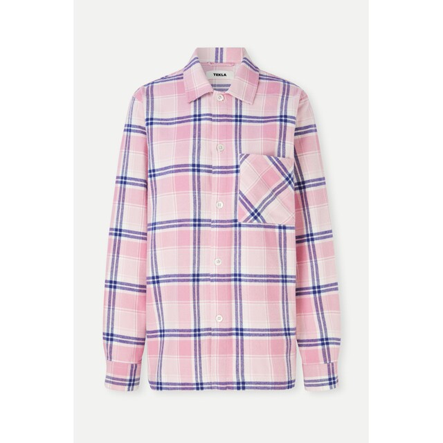 TEKLA summer ຊຸດນອນເສື້ອ flannel ຂອງແມ່ຍິງ plaid