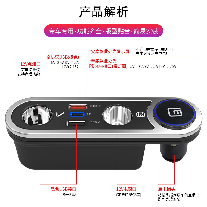 广汽传祺传奇GS4专用车载充电器快充改装点烟器电源转换器usb插头,淘宝优惠券,粉丝福利购,淘宝优惠卷