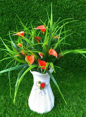 塑料花篮 花筐 假花花篮 白色束腰圆形迷你简约