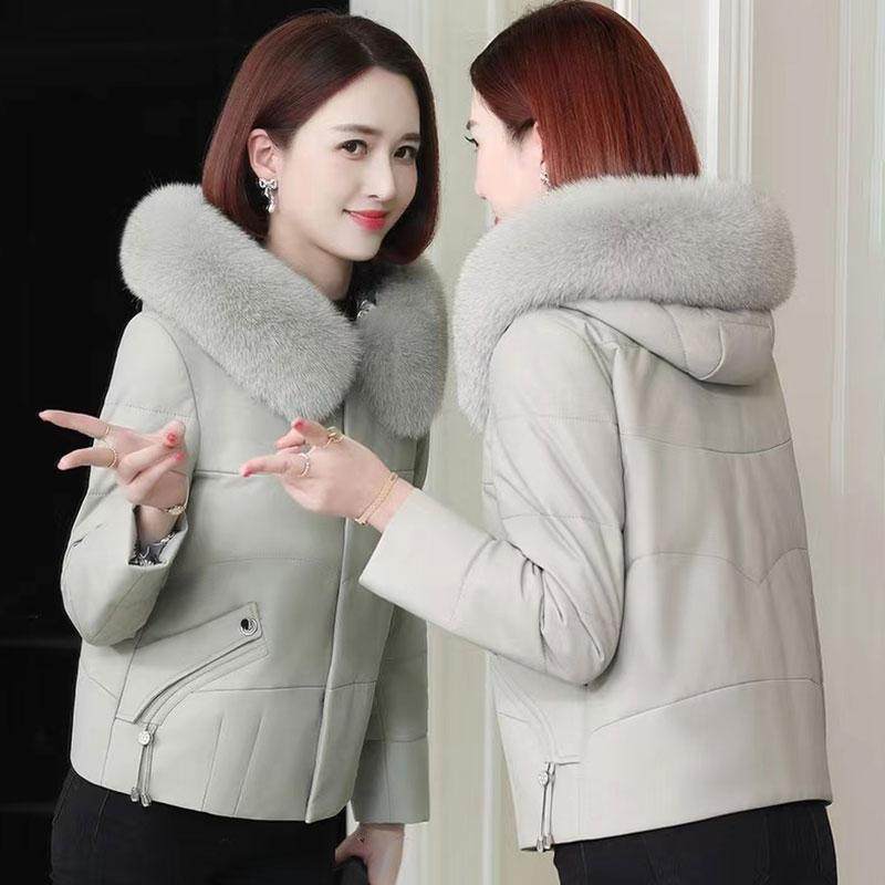 皮衣外套女冬季加绒2025新款加厚妈妈皮袄真狐狸毛领短款pu皮棉服,淘宝优惠券,粉丝福利购,淘宝优惠卷