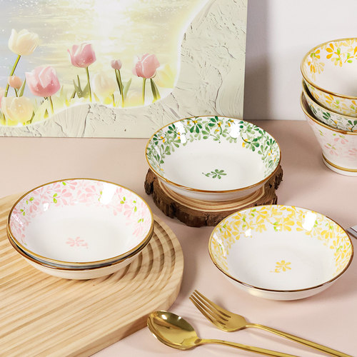 四季繁花吐骨碟家用小吃碟釉下彩火锅深盘蘸碟寿司蘸碟日式小盘子 - 图3