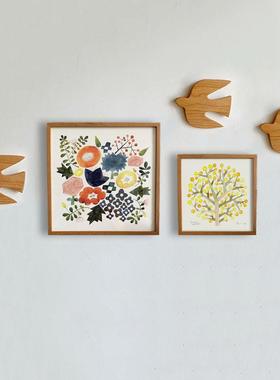 樱桃木鸟挂件墙壁挂饰原木风纯实木装饰手工家居工艺品温馨小燕子