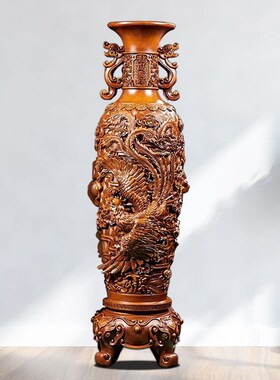 龙凤呈祥落地大花瓶摆件一对中式家居装饰品客厅玄关门厅乔迁庆典