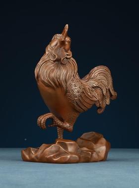 紫铜生鸡设设摆件铜鸡工艺紫铜生肖品摆家居肖摆铜饰品