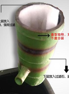 陶瓷仿竹筒鱼缸过滤器配件水池石槽假山造景流水外置循环过滤器