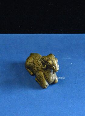 中式古典小铜器清代卧羊铜摆件镇尺茶宠文玩小摆件复古实心纯铜