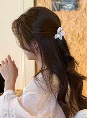 人鱼姬花朵醋酸抓夹女2026新款高级感发夹后脑勺中号半扎发鲨鱼夹