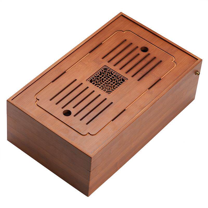 Bamboo tray multi-functional simple tea set storage box integrated small tea-shaped household tea table sea storage 1283388 items made of bamboo