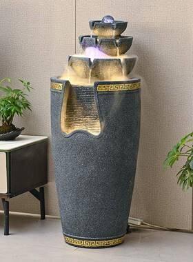 高山水装摆件循环水客厅财招鱼缸饰简约现代假山喷流SNA泉水景风