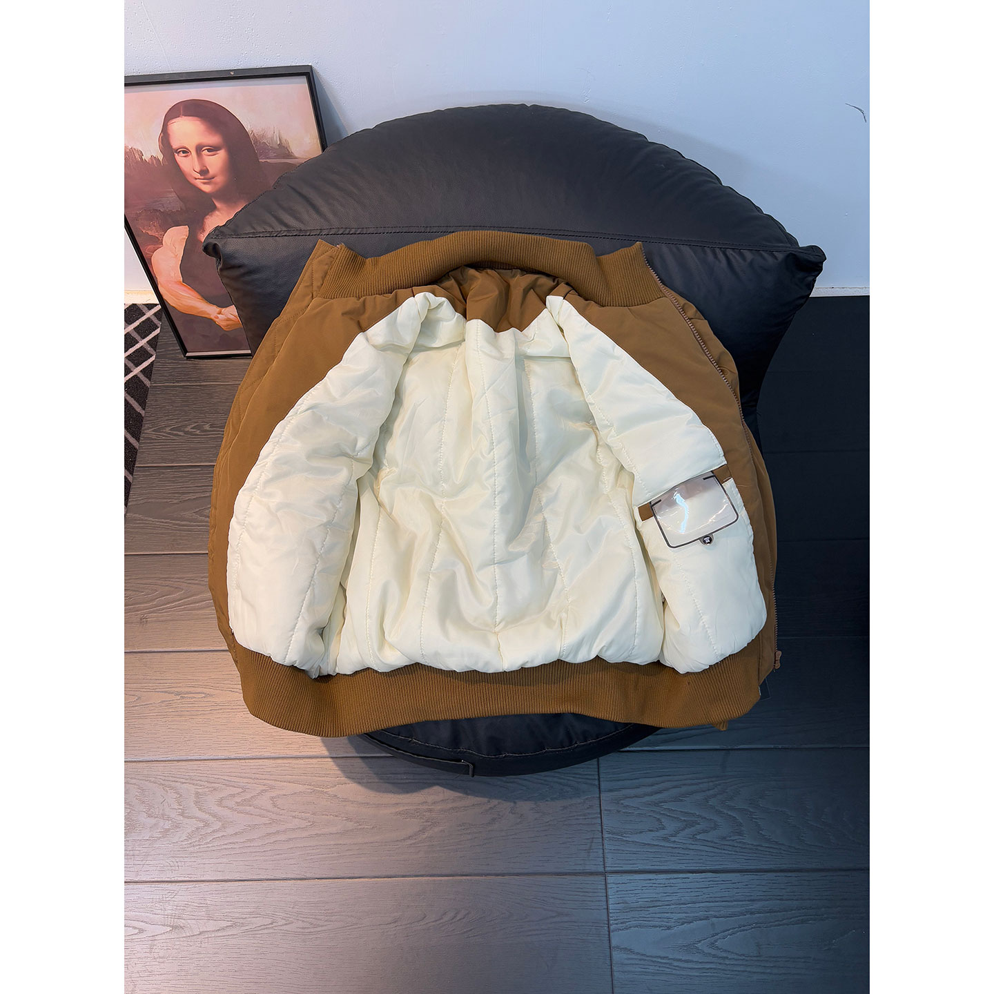 美拉德棕色飞行夹克棉服男冬季美式bomber外套廓形短款夹棉棒球服 - 图3