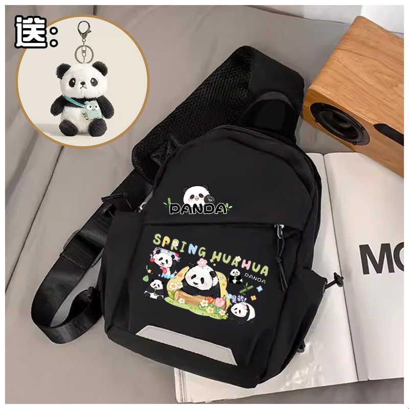 Panda Huahua Large Capacity Chest Bag for Boys Sports and Leisure Versatile Cartoon Outdoor Travel Simple Shoulder Bag for Women