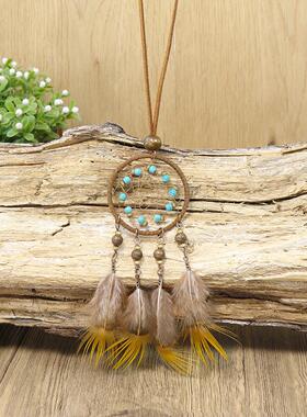 复古民族风饰品项链波西米亚手工羽毛流苏长款捕梦网项链吊坠项饰