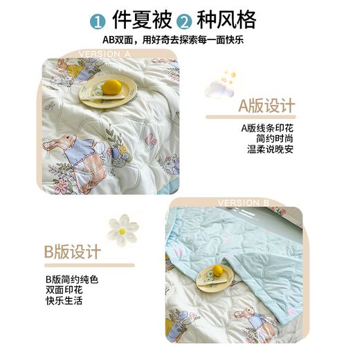 空调被纯水洗棉夏凉被双人夏季薄款棉被子儿O童单人春秋夏被可机 - 图2