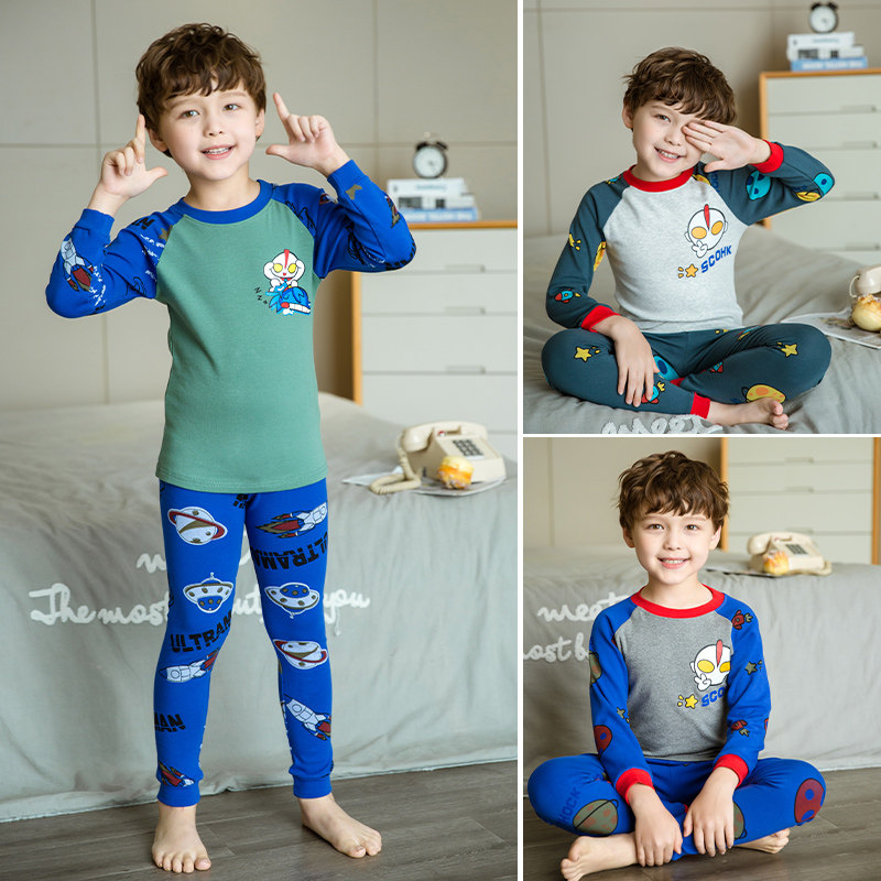 男童秋衣秋裤纯棉中小童保暖家居C服女宝宝春秋棉毛衫儿童内衣套,淘宝优惠券,粉丝福利购,淘宝优惠卷