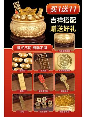 聚宝盆纯铜摆件招财聚财八方来财黄铜存钱罐客厅店铺乔迁开业礼物