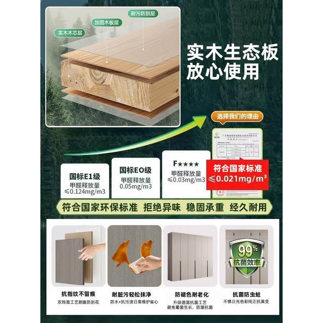 Wardrobe Home Bedroom Solid Wood Rental Cabinet Customized Children's Furniture Free Installation Storage Large Wardrobe New Style