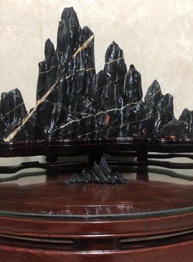 天然石装饰假山摆件领导办公室招财雕刻中式玄关工艺品纯手工送礼