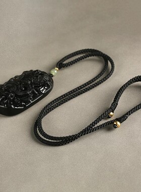 天然黑曜石龙牌男士本命年转运