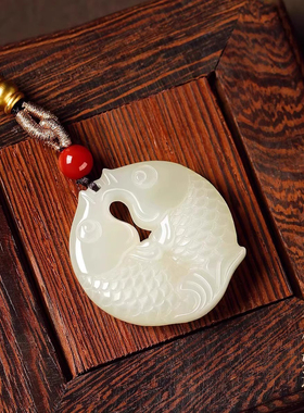 天然玉石双鱼吊坠女款好运白玉上岸锦鲤挂件项链男士玉坠玉佩礼物