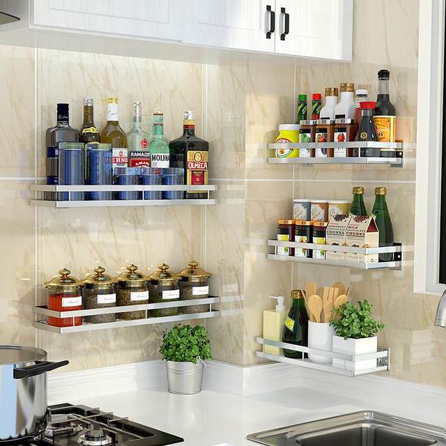 304 stainless steel seasoning rack kitchen seasoning storage rack without punching seasoning storage rack corner wall rack