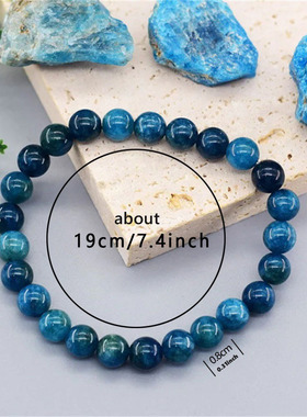 天然磷灰石爆款手链女蓝色串珠水晶手串tik tok跨境爆品小商品