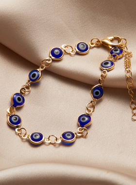 热销 土耳其邪恶恶魔之眼手链 可调节复古彩色滴油眼睛手链