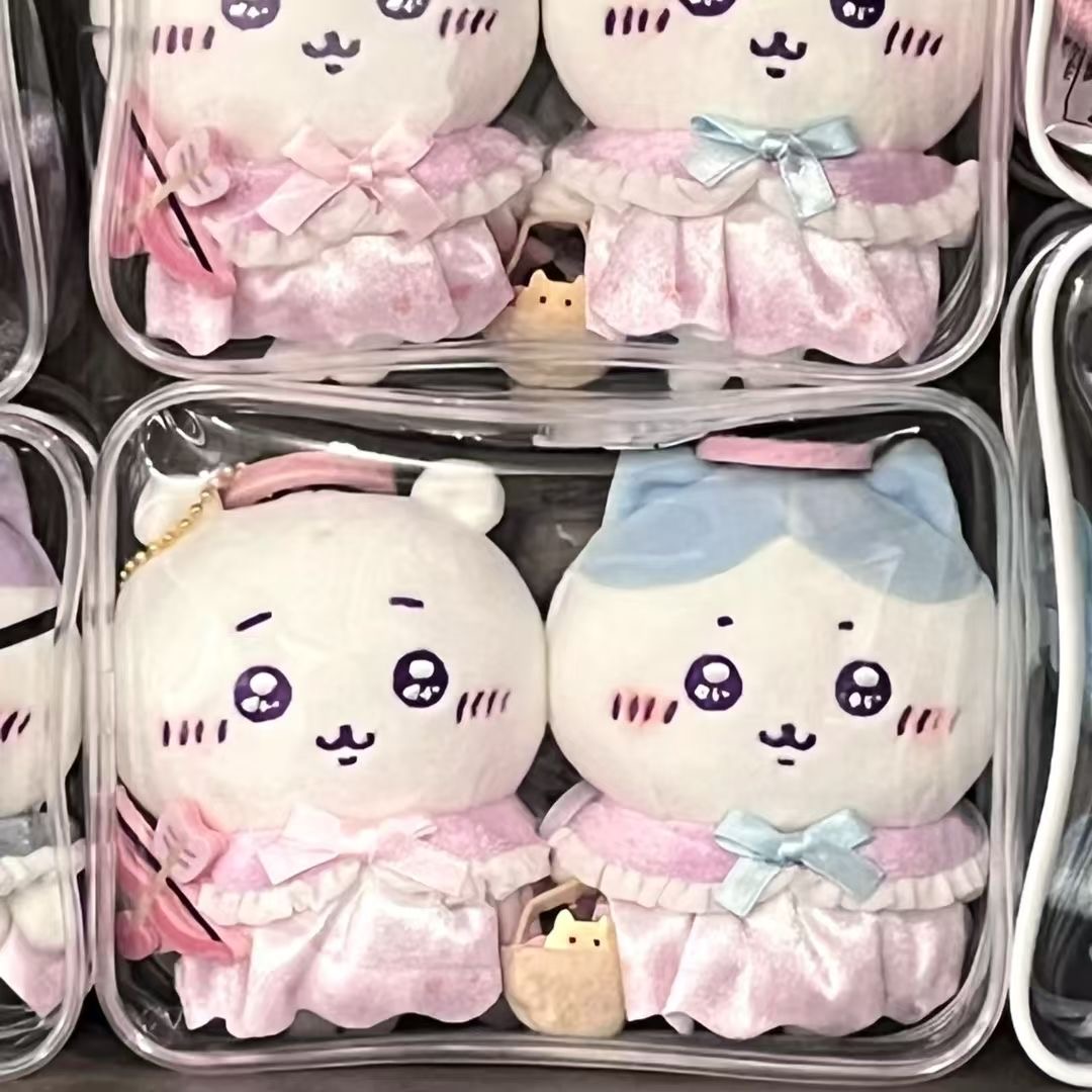 方形透明chiikawa吉伊卡哇小八PVC外出遛娃包10cm棉花娃娃收纳包 - 图3