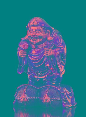 大黑天财神像 纯铜 密宗招手三面财神大黑天家居风水吉祥招财摆件