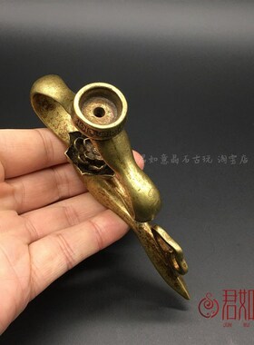 复古黄铜祥云莲花倒流香摆件做旧全铜云形状创意香架子香托熏香炉