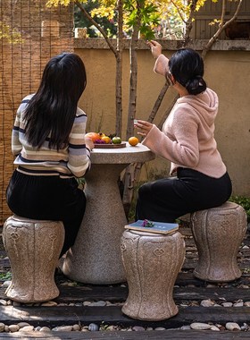 户外庭院石桌石凳一套家用花园桌椅下棋桌民宿院子别墅装饰造景