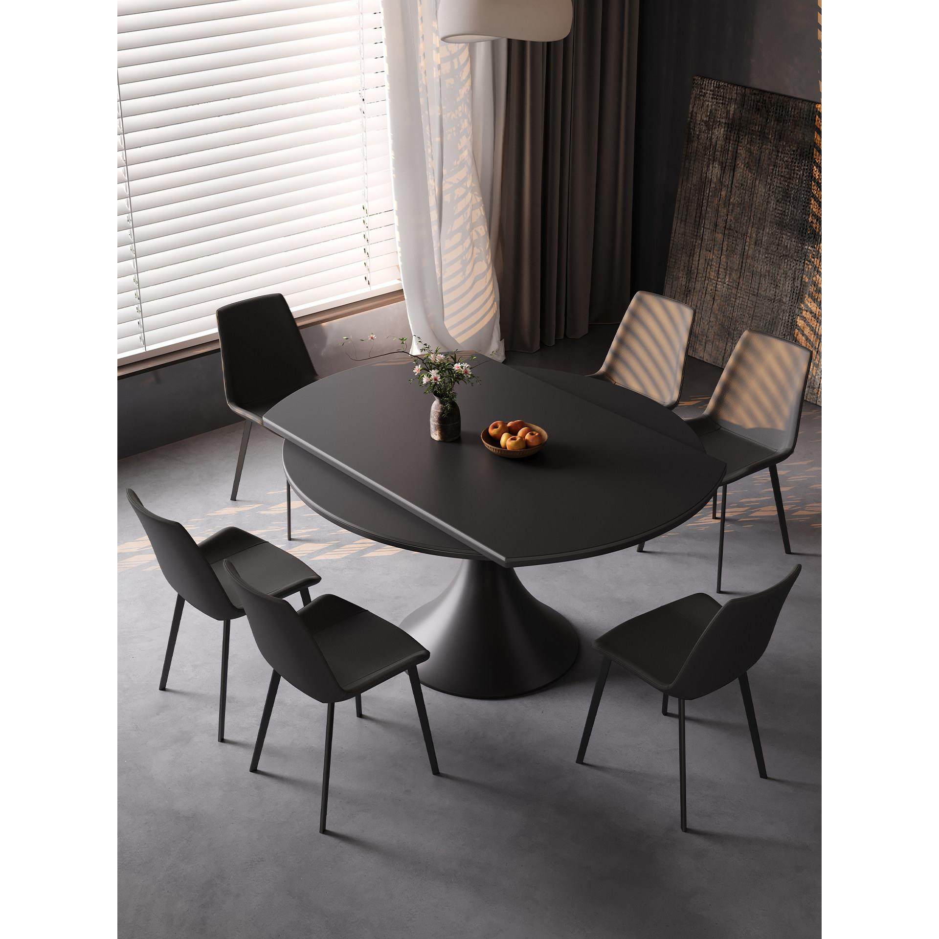 意式极简岩板餐桌可旋转伸缩家用小户型方圆两用饭桌加厚全托底板,淘宝优惠券,粉丝福利购,淘宝优惠卷