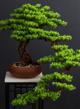 仿真迎客松大型售楼部假松树绿植茶室盆景客厅办公室家饰装饰摆件